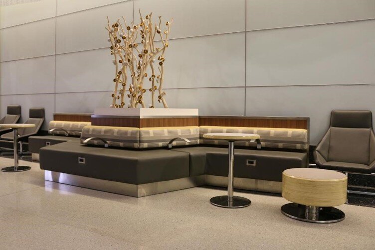 Organic shaped Banquette Newark Airport Modern Seating area